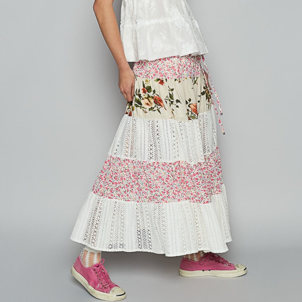 POL Floral Skirt in Ivory Multi - Picture 2 of 6